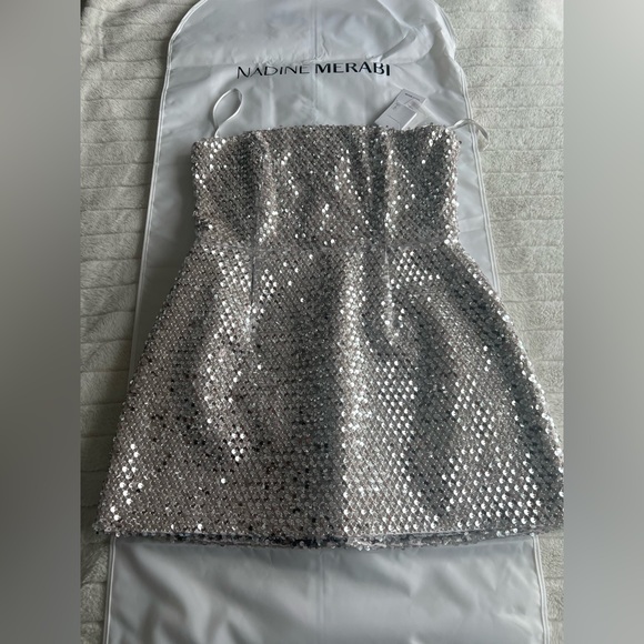 NADINE MERABI Silver Strapless Dress - Picture 5 of 5